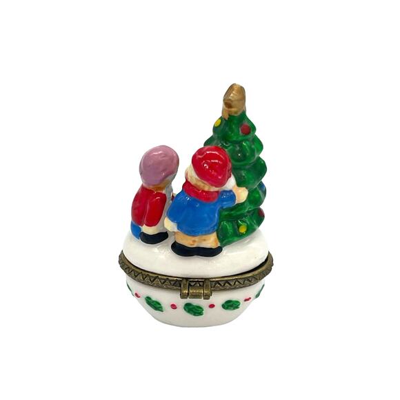 Porcelain Christmas Tree with Children Hinged Trinket Box - Picture 2 of 6